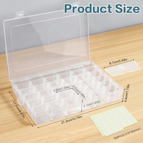 DILIBRA 2 Pack 36 Grids Large Plastic Organizer Box with Adjustable Divider - Image 2