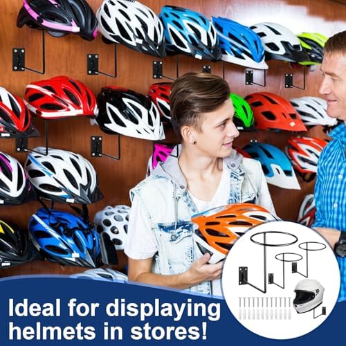 Potchen 3 Pack Helmet Holder Wall Mount Motorcycle Helmet Hanger Rack Bulk - Image 5
