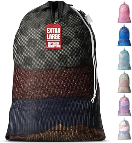Handy Laundry Mesh XL Laundry Bag 24"x36" with Shoulder Strap, Black by Handy+Laundry