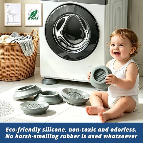 Anti Vibration Pads for Washing Machine with Powerful Sucker, Anti Vibration Pads Vibration Absorber,Washer and Dryer Stand,Stops Washer Dryer Prevents Noise, Washing Machine Stand |Grey, 4pcs| - Image 4