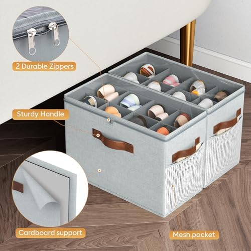 2 Pack Shoe Organizer for Closet, Foldable Shoe Storage with Adjustable - Image 4