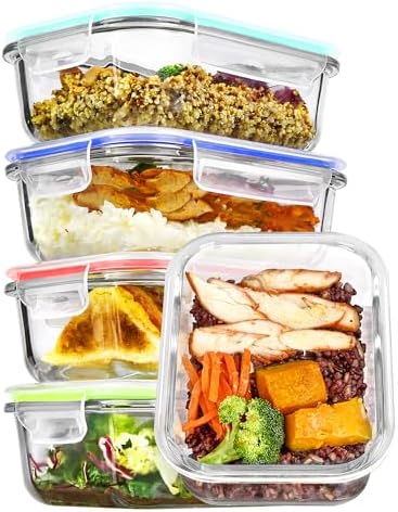 Vtopmart 5Pack 22oz Glass Storage Containers with Lids, Multicolour by Vtopmart