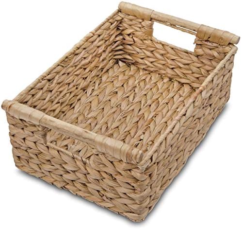 VATIMA Hyacinth Medium Wicker Basket 13.6x9.5x5.6" - With Handle, Living Room Decor, Rectangular Design by VATIMA