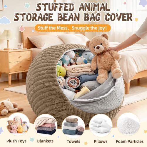 Bean Bag Cover No Filler Stuffed Animal Storage Bean Bag Chair Cover - Image 4