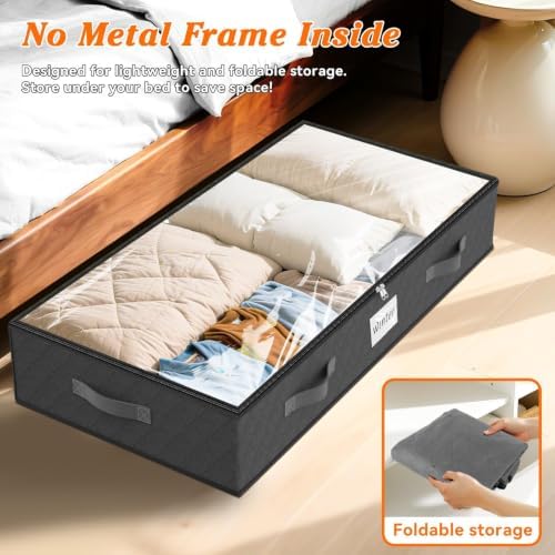 90L Under Bed Storage Containers, Storage Bags, Organizers, 2-Pack, Gray - Image 5