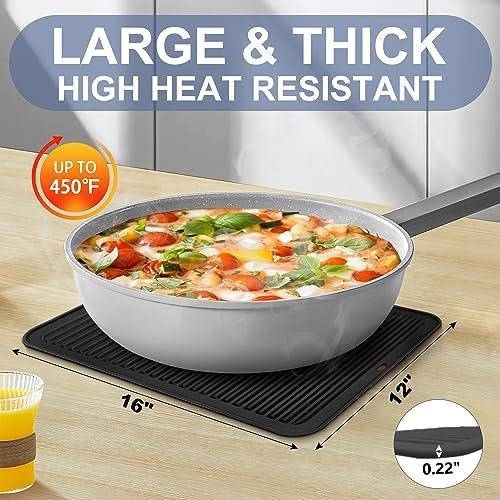 Walfos Large Silicone Trivet 16x12 Inch, Trivets for Hot Pots and Pans, Heat Resistant Pot Holders Hot Pads for Kitchen Quartz Countertops, Hot Dishes - Image 6