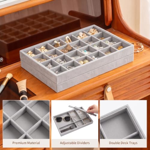 Frebeauty Jewelry Trays for Drawer,Set of 2 Jewelry Organizer and Storage - Image 4
