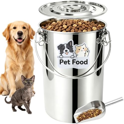 Newget 26 lb Stainless Steel Dog Food Storage Container with Scoop by Newget