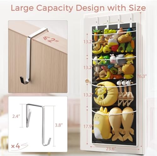 Criusia Over the Door Hanging Organizer, Extra-Large Door Storage Organizer with 4 Deep Mesh Pockets, Space-Saving Hanging Storage for Bedroom & Home Organization, Black - Image 3