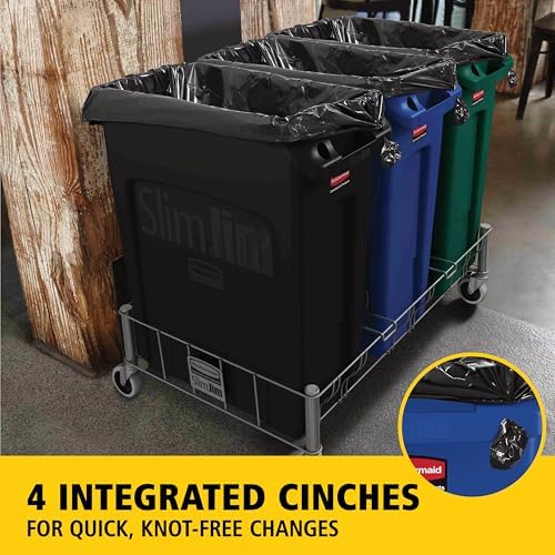 Rubbermaid Commercial Products Slim Jim Plastic Rectangular Recycling Bin/Trash Can with Venting Channels 23 Gal Blue for Kitchens/Classrooms/Offices/Back of House - Image 4