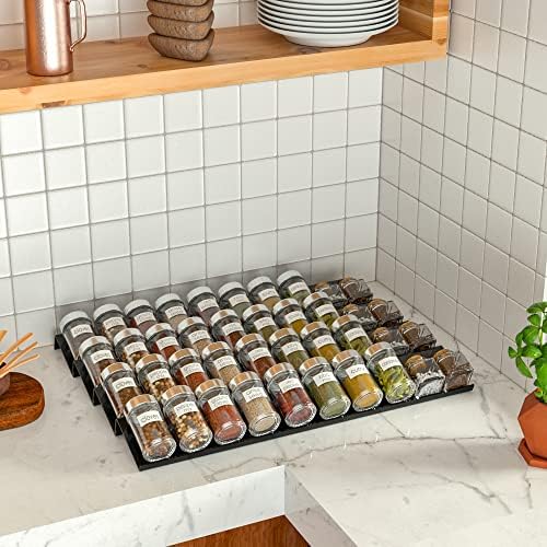 Sezanrpt Acrylic Spice Drawer Organizer Rack Adjustable From 12 Inch to 24 Inch Wide, 4 Tier Spice Organizer Shelf for Kitchen Drawer Display, Kitchen Spice Rack Tray for Drawer - Image 4