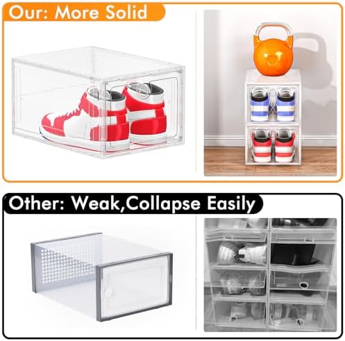 ARSTPEOE 12-Pack Shoe Storage Boxes Clear Magnetic Stackable - Image 4