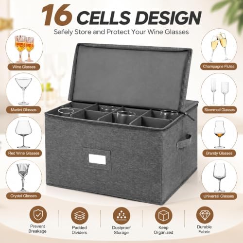 popoly Stemware Storage Cases 2 Pack, Wine Glass Storage Box Containers - Image 4