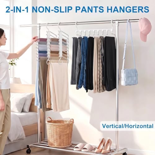 Upgrade 9 Layers Pants Hanger Space Saving Non-Slip Closet Organizer 2 Pack - Image 4