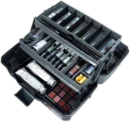 ArtBin 2-Tray Art Supply Box with Handle, Gray/Black by ArtBin