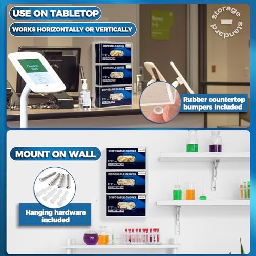 Storage Standard Triple Glove Box Holder Wall Mount Glove Dispenser - Disposable Glove Holder Wall Mount Glove Station for Medical Gloves, Multipurpose Kitchen Gloves Holder - 16.5 x 10 x 3.5 Inches - Image 2