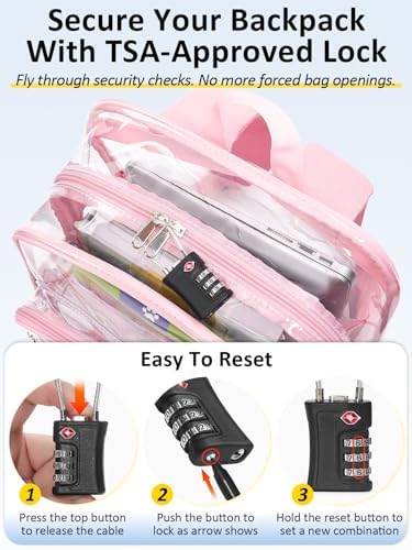 Heavy Duty Clear Backpack With TSA Lock, 18 Inch Large Clear Bookbag - Image 5