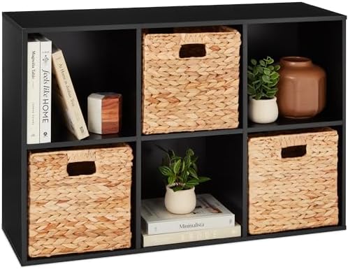 Best Choice Products 6-Cube Storage Organizer, 11in Shelf Opening, Bookcase, Display Shelf, Customizable w/ 3 Removable Back Panels – Black by BestChoiceProducts
