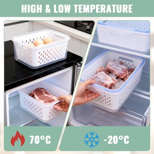 3 PCS Fruit Storage Containers for Fridge with Removable Colander - Image 6