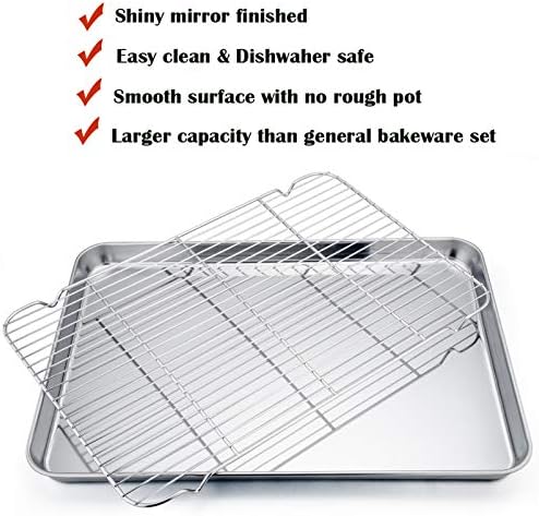 P&P CHEF 19.6 Inch Baking Sheet with Rack Set, Pans with Flat Racks - Image 5