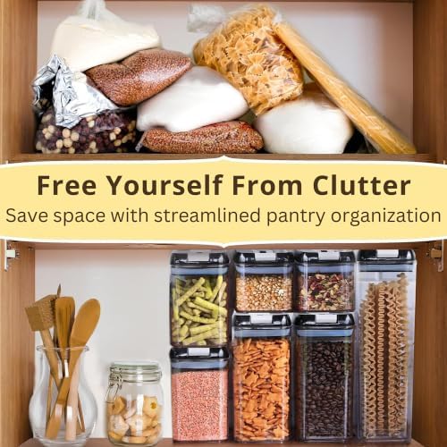 Simply Gourmet Airtight Food Storage Containers with Lids – 7 Piece Assorted Size Kitchen Pantry Organization Set, BPA-Free Clear Plastic, Stackable Containers for Cereal, Flour, Sugar, Rice, Snacks - Image 4