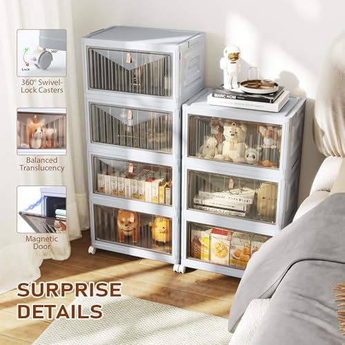 Wise Oannes Closet Organizers and storage with Wheels, 23QT Grey - Image 5