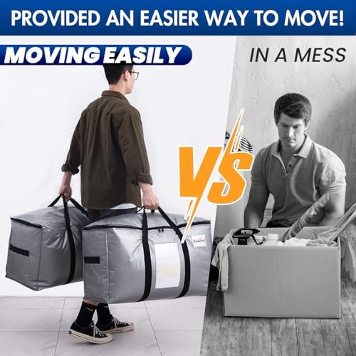TAILI Moving Bags Silver Heavy Duty Extra Large 4 Pack, Clear Window - Image 5