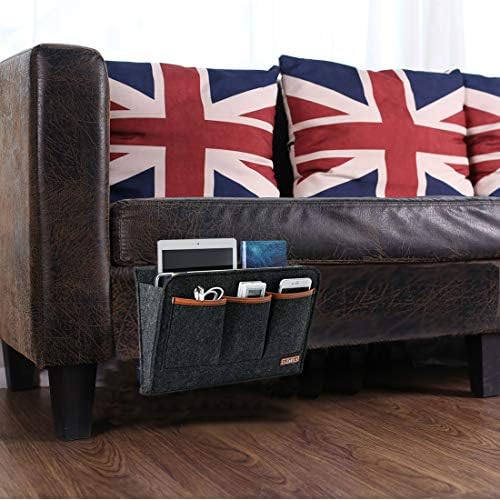 Zafit Bedside Caddy, Large Size Storage Organizer with 6 Pockets for Magazine, Remotes, Phone (13.4'' x 18.1'', Dark Grey) - Image 7