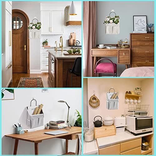Wall Hanging Storage Bag,Wall Hanging Organizer Bags with Pockets, Wall Organizer Storage for Dormitory Bathroom Bedroom Kitchen (White 1) - Image 5