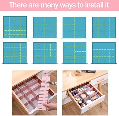 acDesign 40Pcs Grid Drawer Dividers, Adjustable Drawer Organizer for Socks, Underwear, Lingerie, Makeup, Bedroom Office Kitchen Storage (Pink) - Image 7