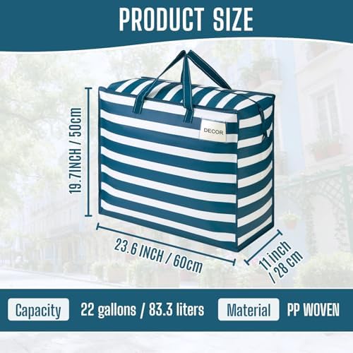 VENO Heavy Duty Moving Bags, 22 Gallon, Classic Navy Stripe, 4 Pack - Image 3