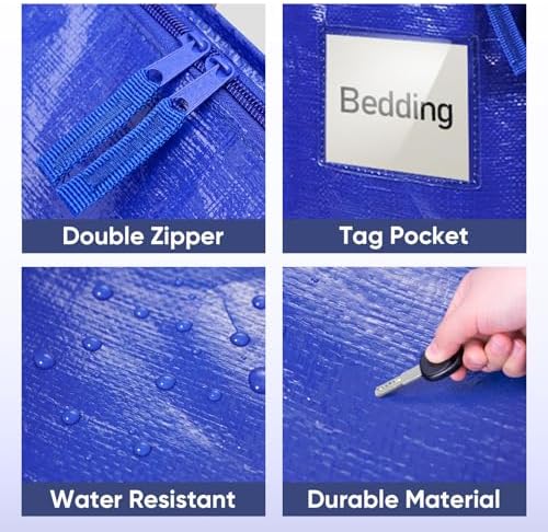 TICONN 16 Pack Extra Large Moving Bags with Zippers & Carrying Handles, Heavy-Duty Storage Tote Moving Boxes for Space Saving (16 PK, 18 Gallon) - Image 5