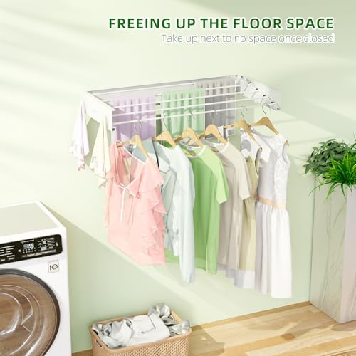 BAKON Wall Mounted Drying Rack 32'', Hidden Clothes Drying Rack for Indoor - Image 2
