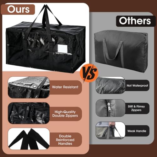 6Pcs Heavy Duty Extra Large Moving Bags Black Storage Totes Fold Flat - Image 3