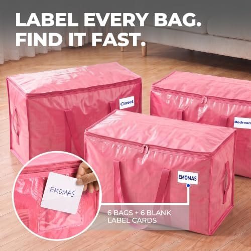 6 Pack Heavy Duty Moving Bags, Extra Large with Handles, Pink - Image 6