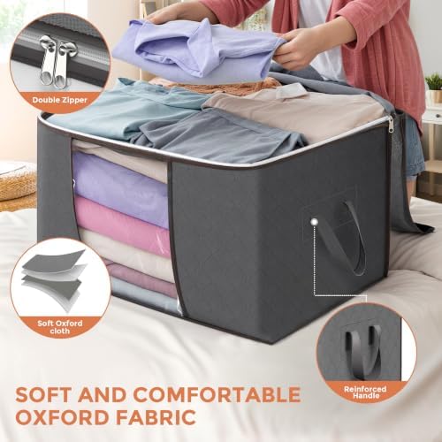 90L Large Storage Bags, 6 Pack Clothes Storage Bins Closet Organizers - Image 4