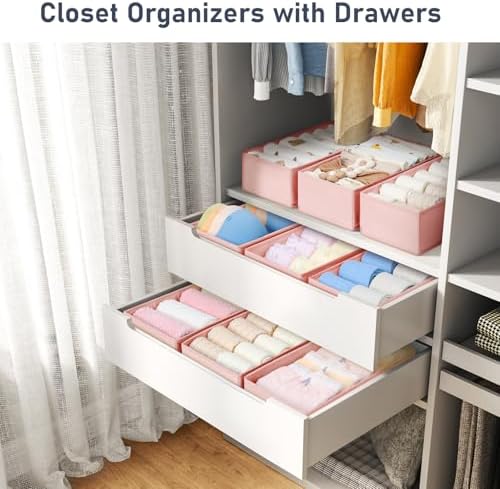 DIMJ Drawer Organizer - Clothes Storage Set of 3, Pink: Sock, Underwear, Bra, Tie, Belt Dividers - Image 3