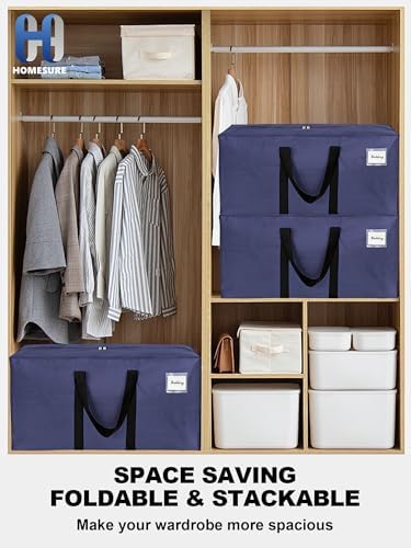 HOMESURE Supports 200lbs Heavy Duty Moving Bags - Strong Zipper & Wrap-Around Handles - Water-Resistant Storage Totes, Durable Alternative to Moving Boxes - 40 Pack - Blue - Image 6