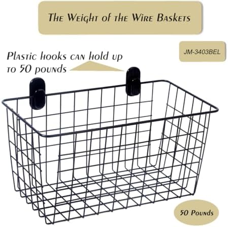 2 Pack【Extra Large】Hanging Kitchen Basket,Wire Storage Basket,with Traceless Tape and 3M High-Strength Plastic Hooks,no Drilling,for Cabinet Storage,Kitchen,Bathroom,Storage Room,large capacity - Image 4