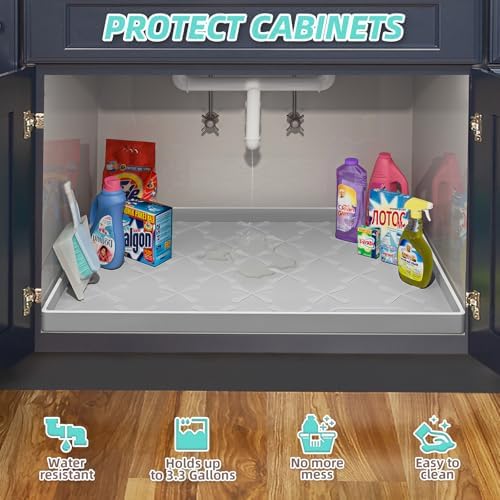 SIKADEER Waterproof Under Sink Mat 22" x 22" Silicone Mat Cabinet Protector - Image 4
