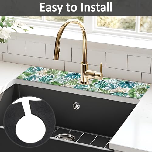 24" X 5.5" Kitchen Sink Splash Guard Faucet Mat Leaf Super Absorbent Fast Drying Faucet Guard & Draining Mat Sink Splash Guard Behind Faucet for Kitchen, Bathroom - Image 5