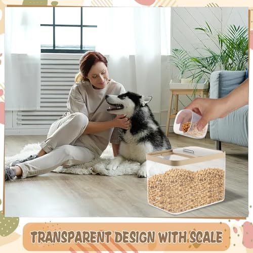 CIEOVO 2 Pack Airtight Dog Food Storage Container, 10Lbs Clear Pet Dog Food Storage Bin with Measuring Scoops for Rice Grain Pet Dog Cat Bird Dog Treat Storage Food Fresh - Image 4