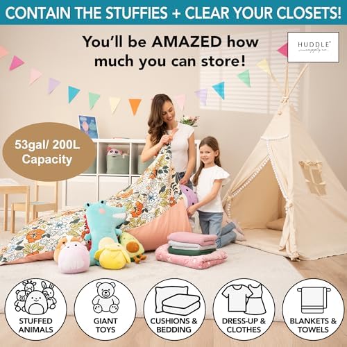 Huddle Designer Stuffed Animal Bean Bag Storage Chair Cover XL Boho Floral - Image 3