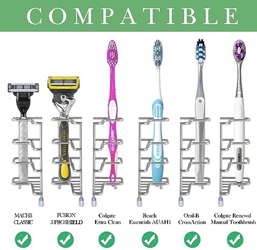 Linkidea Self-Adhesive Toothbrush Holder, 3-Slot Stainless Steel Stand - Image 2