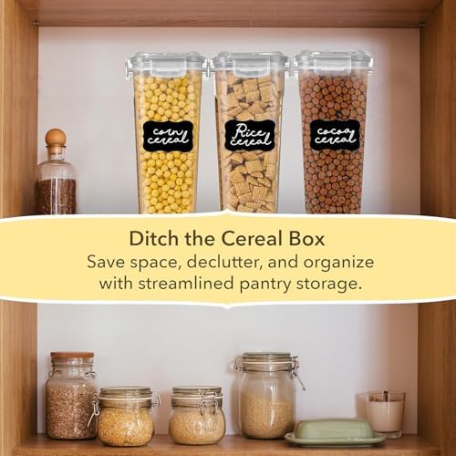 Simply Gourmet Airtight Cereal Containers with Lids – 3 Piece Tall Kitchen Pantry Organization Set, BPA-Free Clear Plastic, Pour Spout Lids for Breakfast Cereal, Rice, Flour, Sugar, Snacks - Image 4