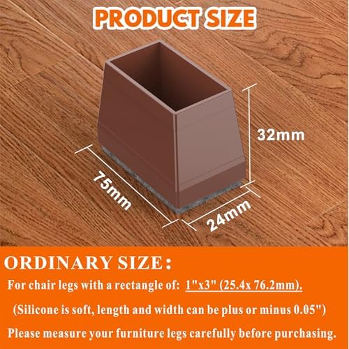Rectangle Chair Leg Protectors for Hardwood Floors.(Brown,1 x 3) - Image 2