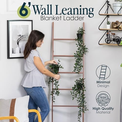 Blanket Ladder for the Living Room and Bedroom, Quilt Rack, 6-Tier, Brown - Image 5