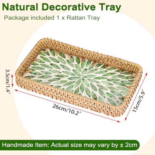 Key Basket for Entryway Table, Rattan Remote Tray for Coffee Table - Image 3