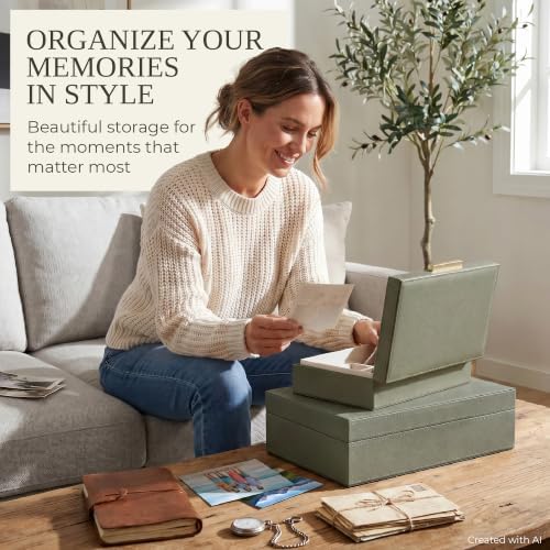 Decorative Storage Boxes with Lids - Set of 2 PU Leather Organizer Bins - Image 5