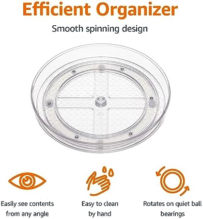 Amazon Basics Clear Rotating Lazy Susan Turntable Organizer for Condiments, 9-Inch (Pack of 16) - Image 2